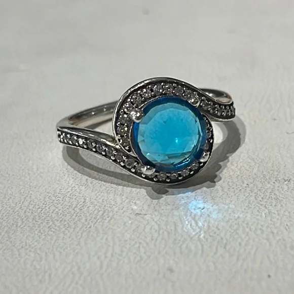 Pandora Jewelry Pandora Blue Crystal Ring Pandora Sparkling Blue